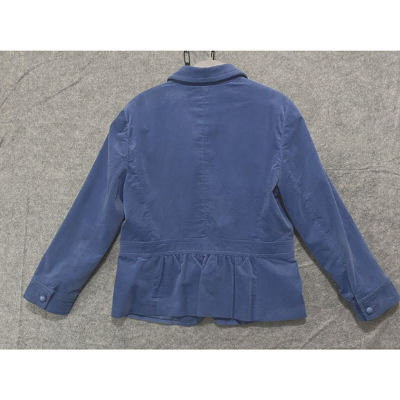 Talbots Velour Peplum Jacket Blazer Women Sz 14 Blue Pockets Lined Career Casual - Picture 2 of 7